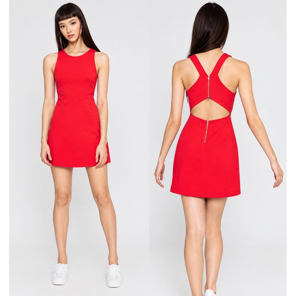 Zara Dress XS Trafaluc Collection Red Open Back Cutout Mini Sleeveless